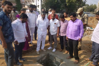 teegullapadmaarao goud inspection of the rain water canal construction works in  jaame osmania