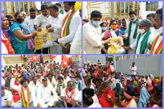 tdp support agitating muncipal employees at tullur for salarie dues