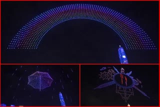 China people celebrate new year ceremony with drones technology