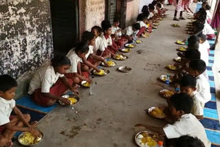 Food distribution in lieu of mid day meal