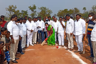 Aleru MLA Gongidi Sunita started the cricket tournament