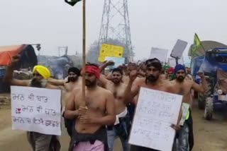 half nude farmers protest jhajjar