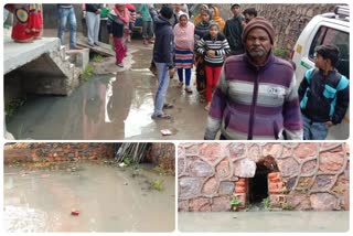 Waterlogging in the streets of Prem Nagar Extension in Delhi