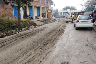Bad road conditions in Maharal Bazar of barsar