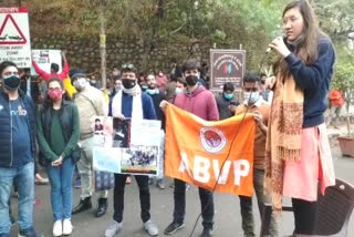 ABVP student organization in JNU took out a march against left student organizations