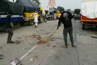 road clean farmers protest support rewari