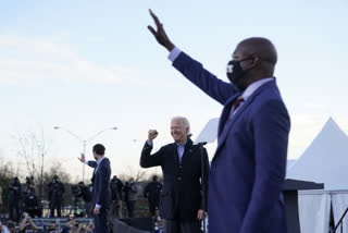 Senate candidates Raphael Warnock with Biden