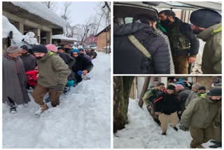 In Kulgam, young people came forward to help in snowfall