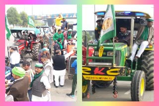farmer tractor march at mahamaya flyover noida