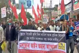 citu staged protest in support of farmers agitation going on in delhi