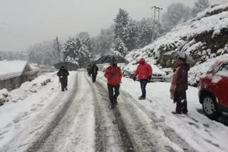 Tourists enjoying the snow