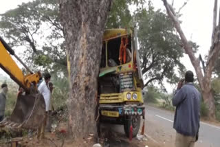 road accident in manchirial district two injuried