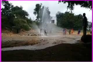 water gushing from a borehole at madanapalle in chittoor district