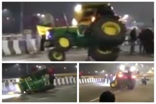 Tractor reflex during stunt in Ghaziabad stunt, video goes viral
