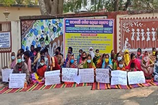 tribal protest in front of balasore collector office