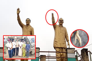 unidentified persons breaking of YSR statue right arm at athmakuru