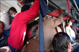 corona rule violated bus shimla शिमला बस में भीड़