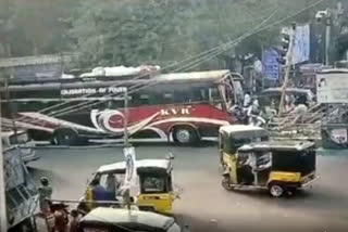 PRIVATE BUS COLLOIDES CAR AT VIZIANAGARAM, ANDHRA PRADESH