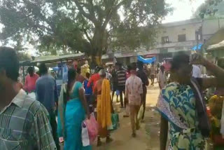 huge crowd at madugula weekly market