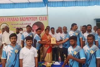 Sunita Reddy at the prize giving ceremony of sports competitions in sangareddy