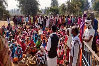 Villagers sitting on strike