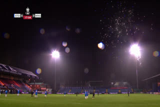 Firework display stops play during West Ham's FA Cup match