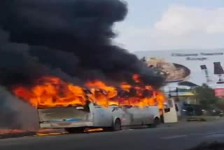 Private bus caught fire Nashik