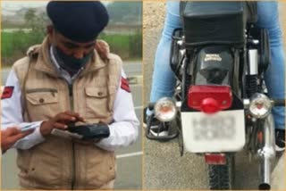 police-cut-challan-of-bullet-bike-in-palwal