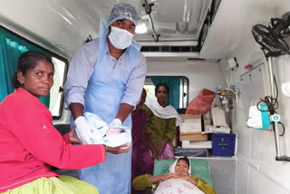 childbirth in a 108 vehicle  in nirmal district