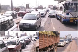 Roads crowded with commuters