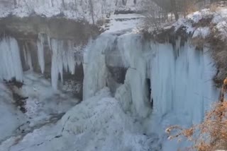 Minnehaha Falls frozen as cold grips Minneapolis