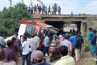 Container rolled over the car in Doddaballapur