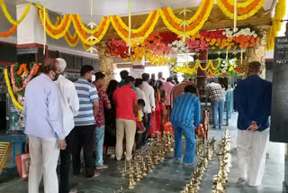 Devotees arrive at the Ayyappaswamy temple on the occasion of Sankranti