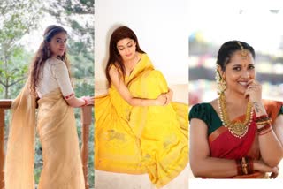 actresses in saree on the eve of sankranthi