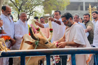 quthbullapur mla kp vivekananda participated in go pooja