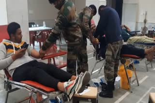 blood donation camp organized for indian army soldiers at sohna gurugram