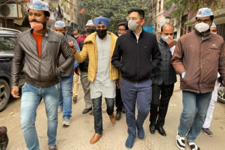 Raghav Chadha inspects development works in Rajendra Nagar