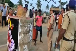 police remove nandi idol in srikakulam