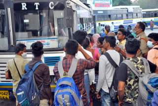 kadapa rtc bus stand crowded with return passengers