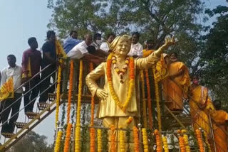 TDP leaders in Bhadradri Kottagudem celebrated Nandamuri Taraka Rama Rao 25th death anniversary