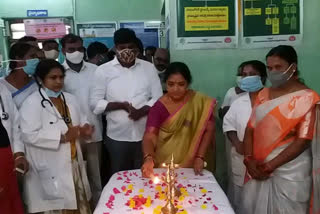 covid vaccin center started by balka suman at mancherial district