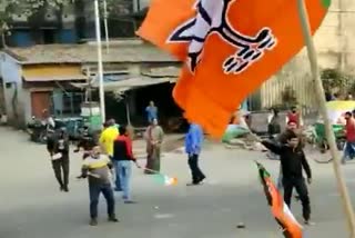 STONES WERE PELTED AT BJP WORKERS IN WEST BENGAL