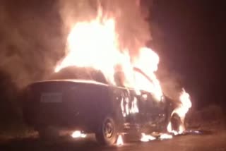 burning car niwari Ghaziabad  fierce fire moving car Ghaziabad  fierce fire moving car niwari Ghaziabad  baleno car fierce fire