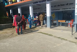 Voters arrived to vote in Panchayat elections in Hamirpur