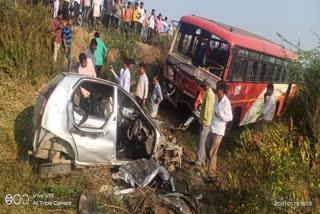 Accident between car and bus: one dies, three injured