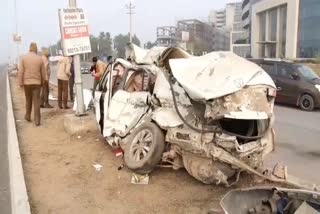 Truck and car collision in Gurugram