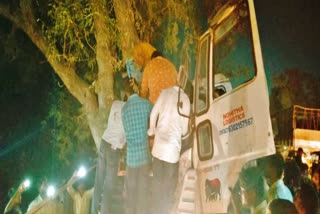 lorry hits tree at chilakaluripeta in guntur