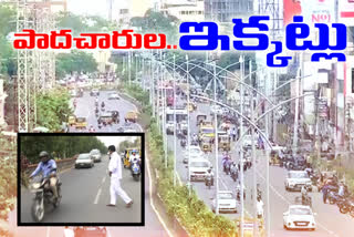 Pedestrians in Karimnagar are facing severe problems