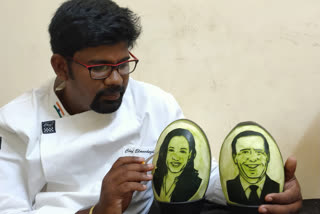 Joe Biden, Kamala Harris carved out on watermelon by Tamil Nadu artist