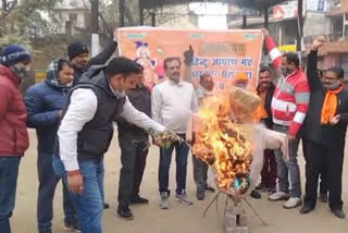 hindu jagran manch burnt effigy of tandav producer